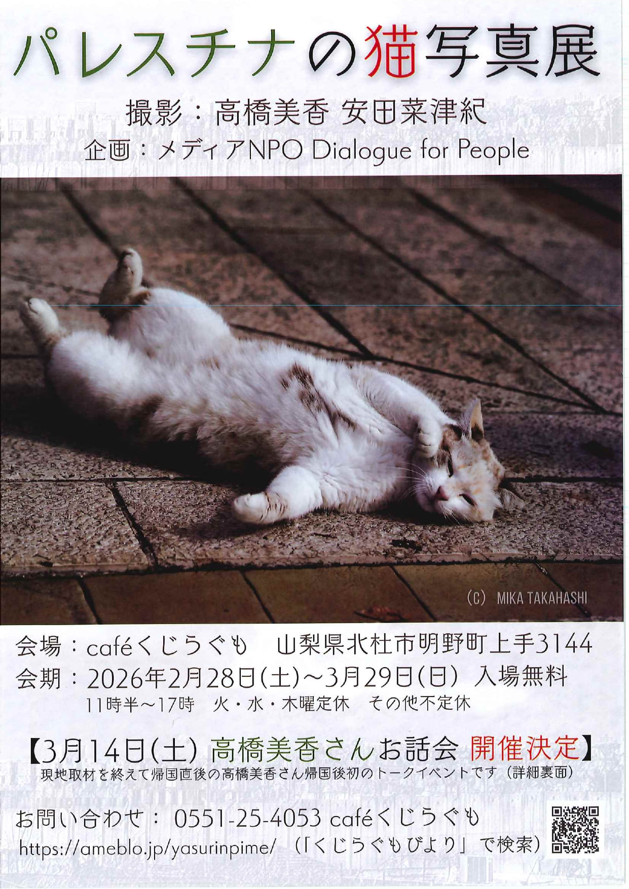 パレスチナの猫写真展と高橋美香さんお話会の写真です。