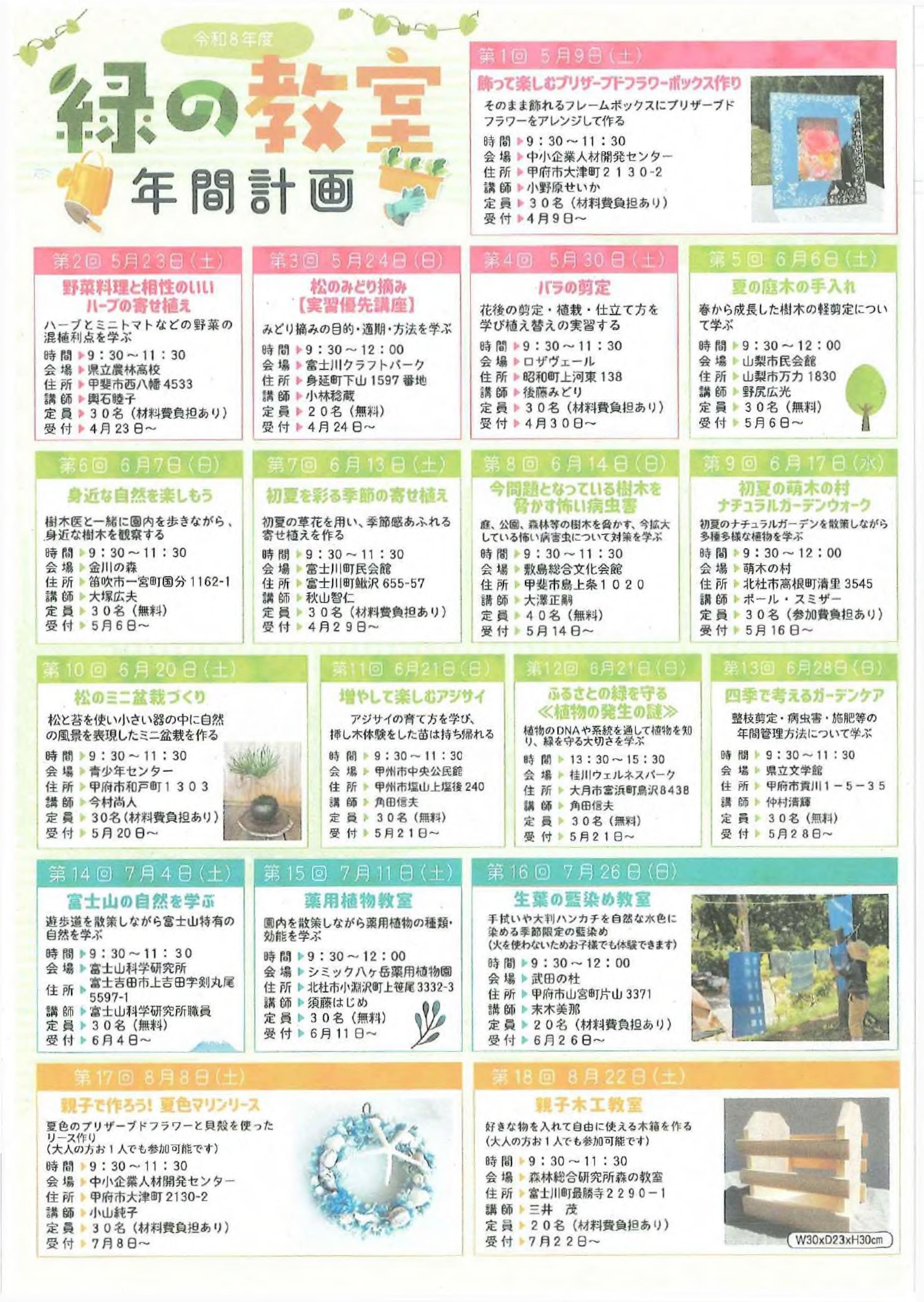 令和８年度　緑の教室　第2回「野菜料理と相性のいいハーブの寄せ植え」の写真です。