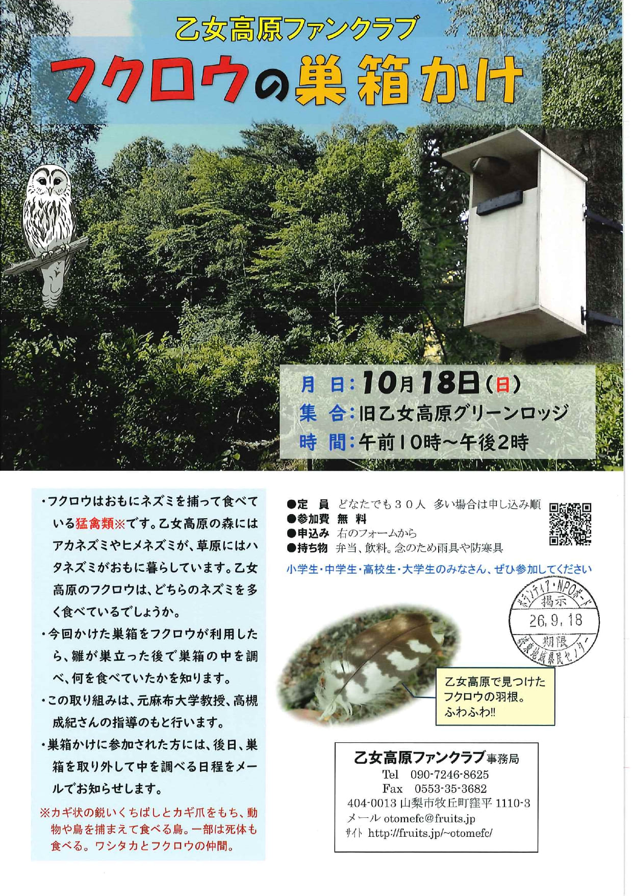 フクロウの巣箱かけの写真です。