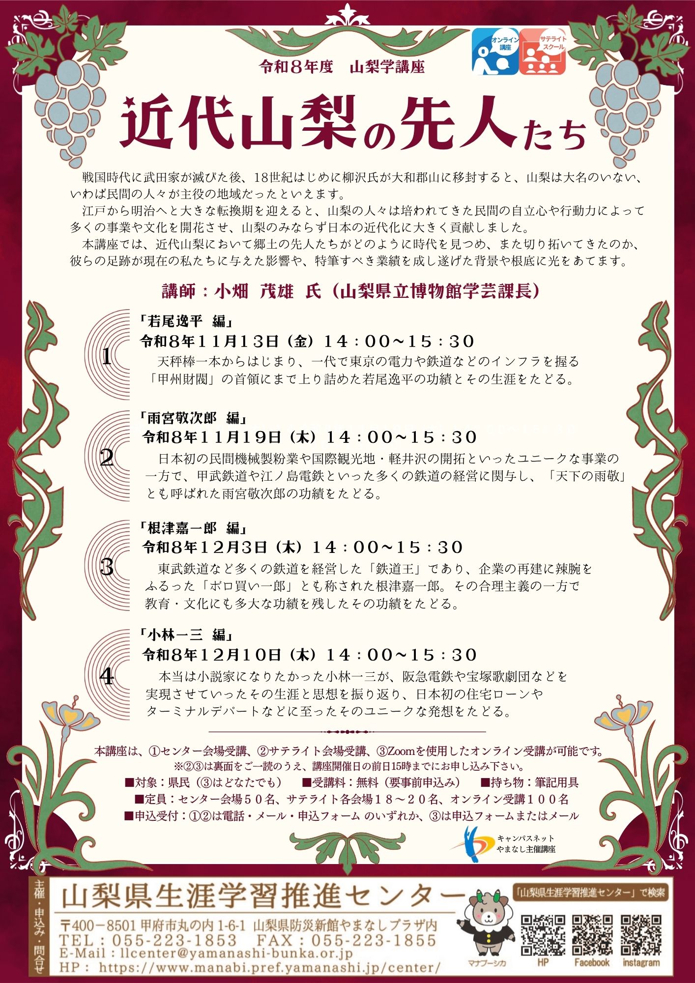 山梨学講座「近代山梨の先人たち」の写真です。